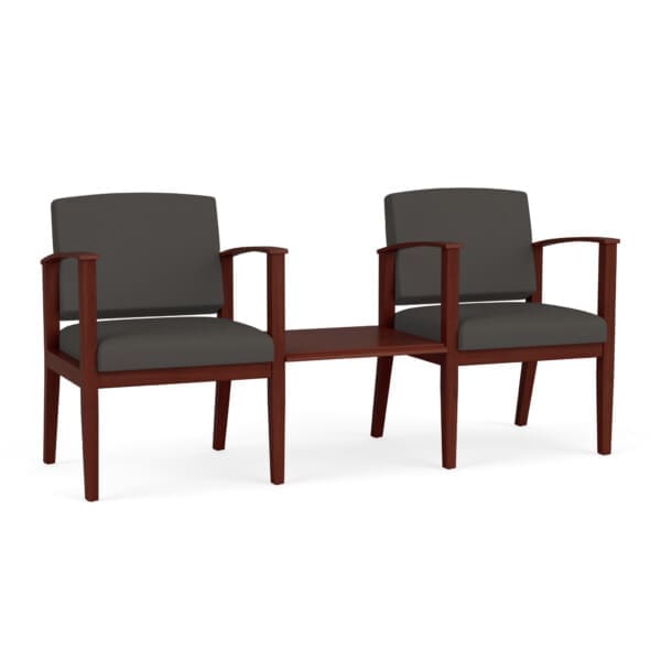 Amherst Wood 2 Chairs w/ Connecting Center Table