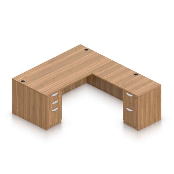 66" x 30" Desk Shell with Box/Box/File Pedestal and 48" x 24" Return with File/File Pedestal