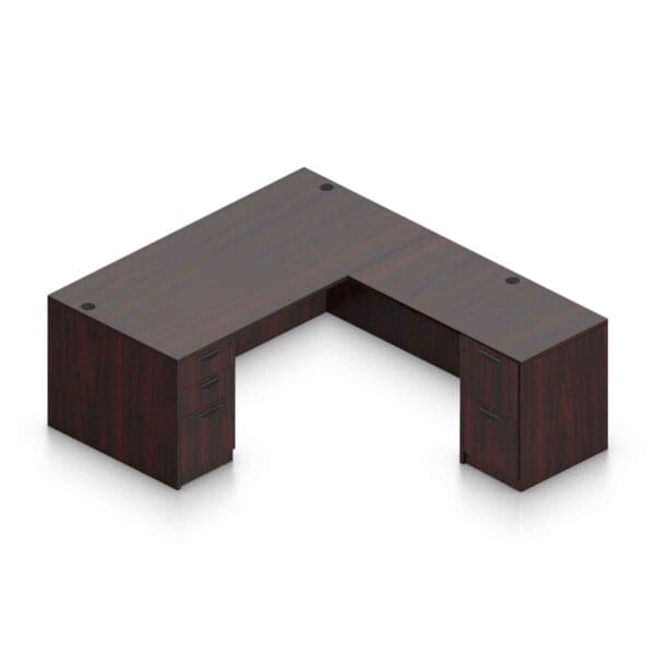 60" x 30" Desk Shell with Box/Box/File Pedestal and 48" x 24" Return with File/File Pedestal