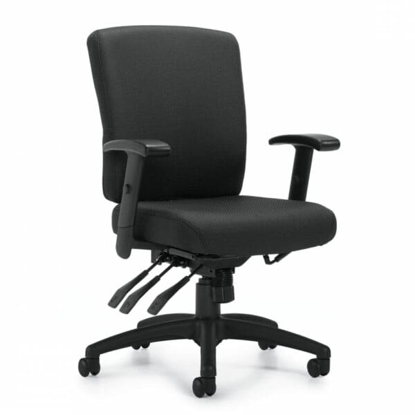 Multi-Function Task Chair with Black Patterned Fabric