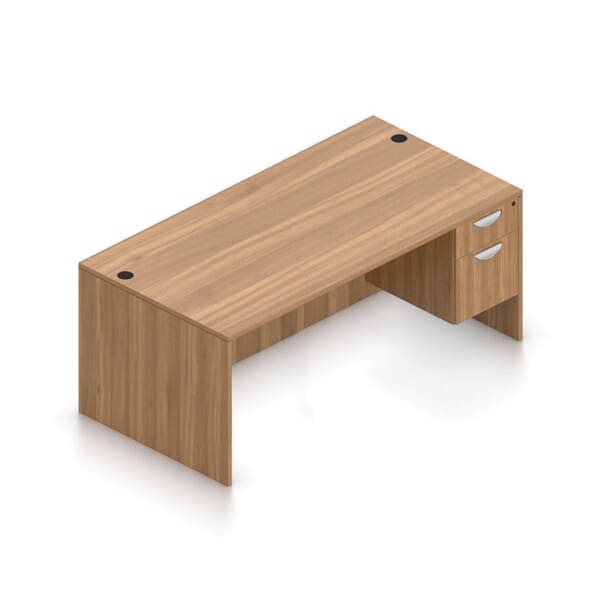 71″ Wide x 24″ Deep Desk with Hanging Single Pedestal