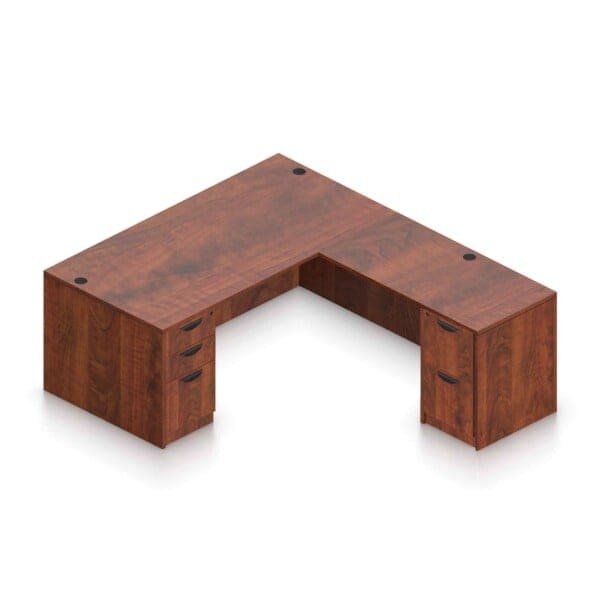 71" x 24" Desk Shell with Box/Box/File Pedestal and 48" x 24" Return with File/File Pedestal