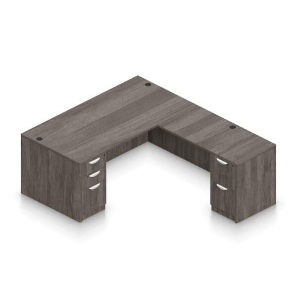 66" x 24" Desk Shell with Box/Box/File Pedestal and 48" x 24" Return with File/File Pedestal