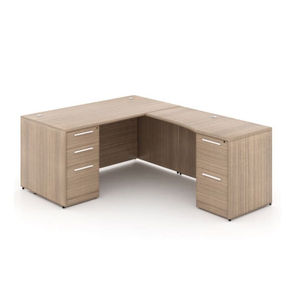 66" L-Shaped Rectangular Desk with Laminated Modesty Panel